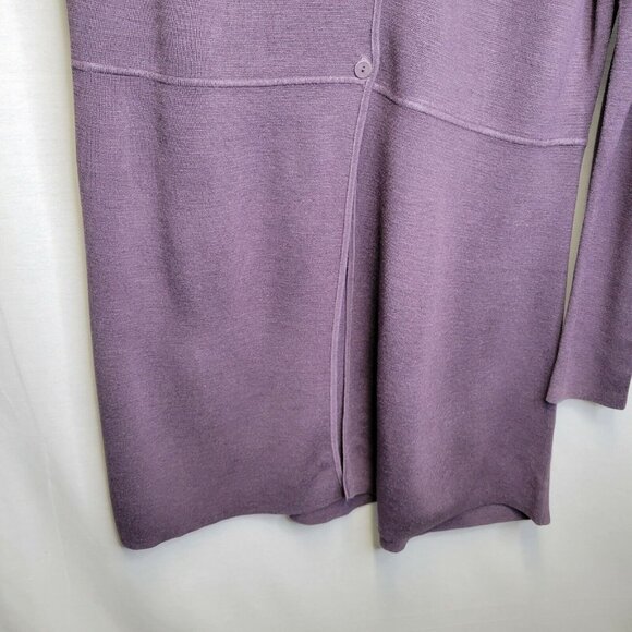 Eileen Fisher Women's Small Cardigan Sweater Purple Long Button Close Silk Blend - Picture 4 of 6